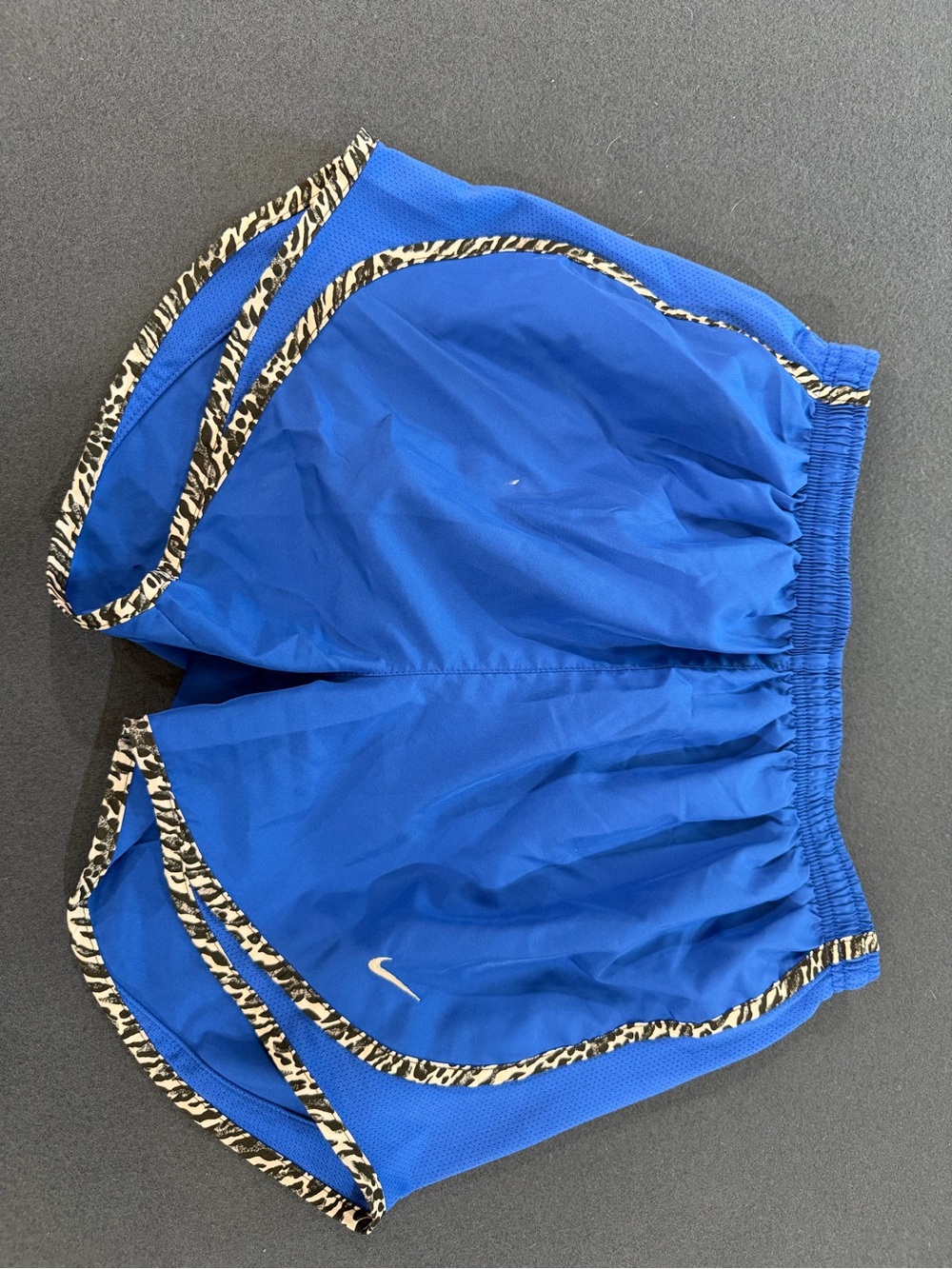 Nike Royal Blue Women's Athletic Shorts with Zebra-Print Trim